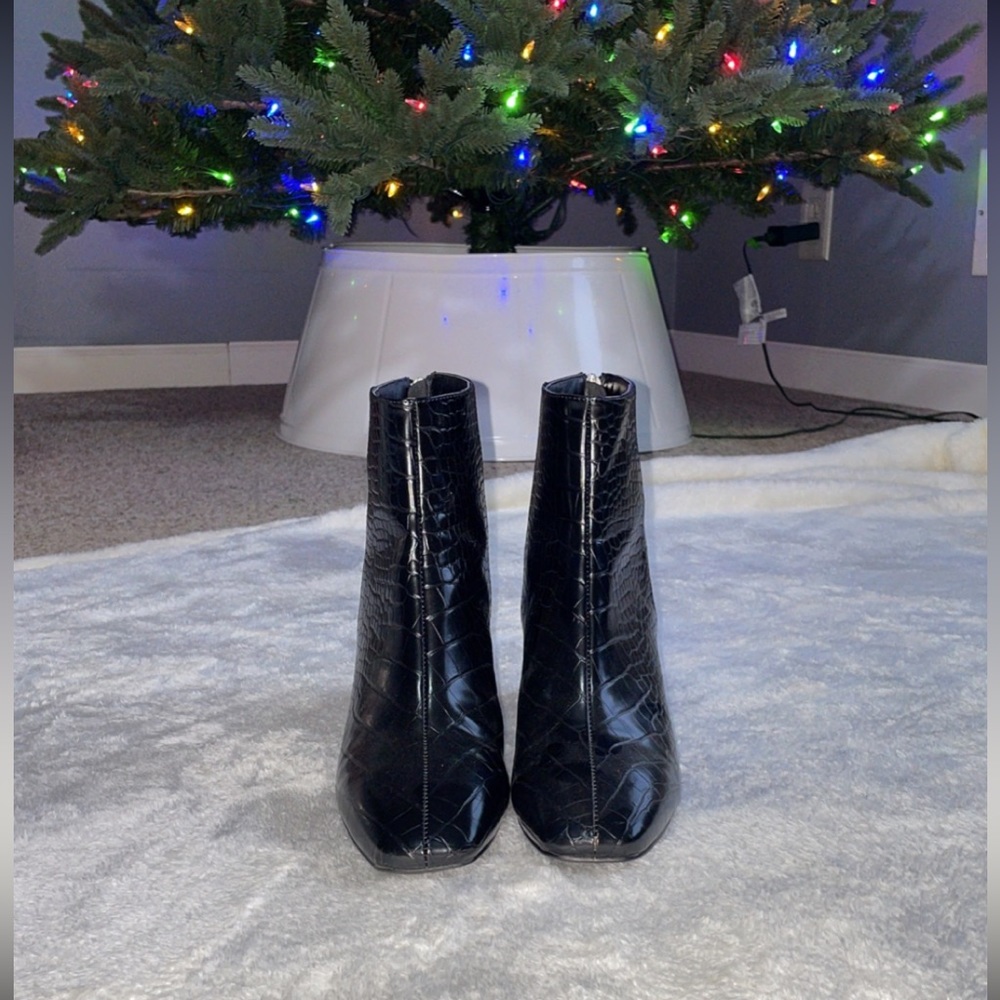 Faux Leather Croc Ankle Boots - Picture 2 of 12